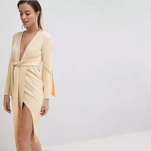NEW ASOS DESIGN Kimono Button Plunge Midi Dress